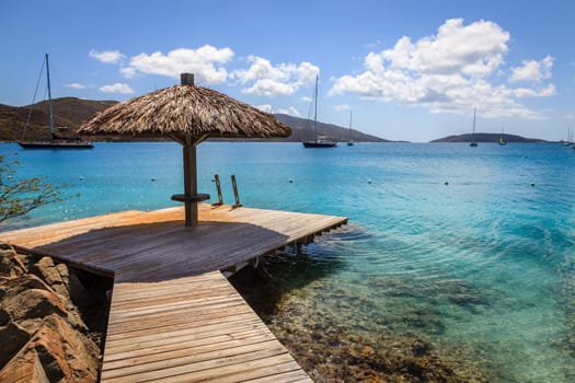 Swimming deck at the beach in Virgin Gorda in BVI
