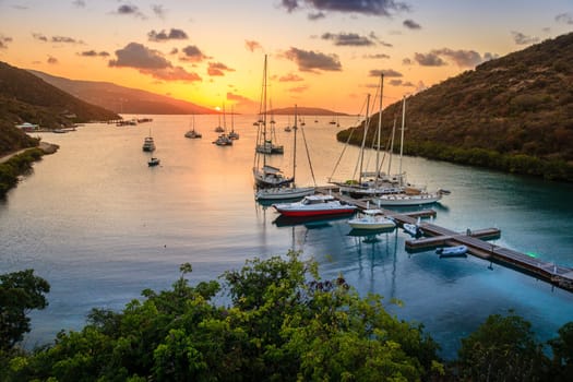 Beautiful sunset scene on the island of Virgin Gorda in BVI