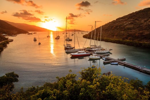 Beautiful sunset scene on the island of Virgin Gorda in BVI
