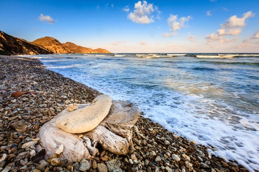 Evening on an empty beach on the island of Virgin Gorda, BVI