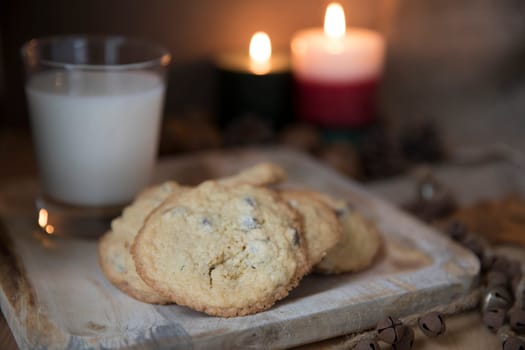 Chocolate Chip Cookies and milk for Santa.