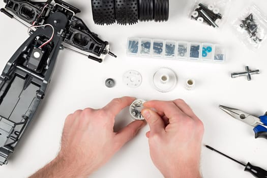 assembly of a rc car gear box