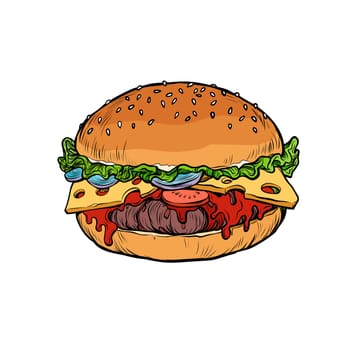 Burger, isolate on white background. Pop art retro vector illustration vintage kitsch