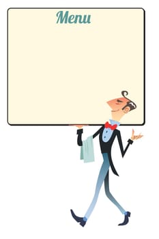 waiter. restaurant menu. Pop art retro vector illustration vintage kitsch