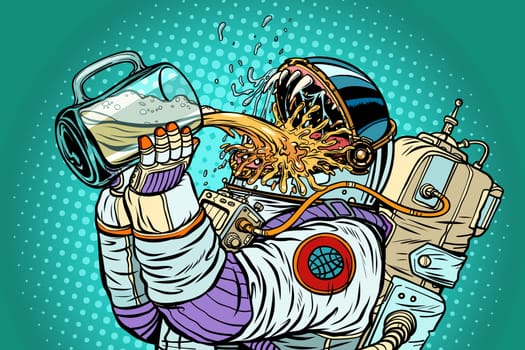 Astronaut mutant, thirst for beer. Pop art retro vector illustration vintage kitsch