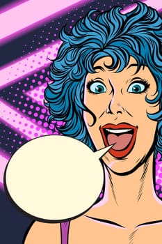 joyful surprise woman. Pop art retro vector illustration. Girls 80s