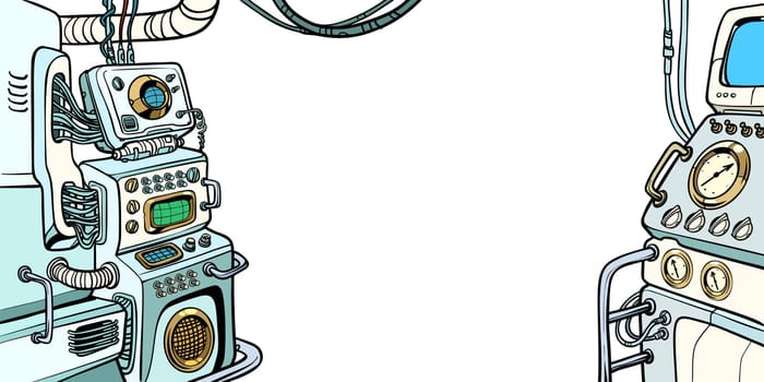 details of the spacecraft. Pop art retro vector illustration kitsch vintage