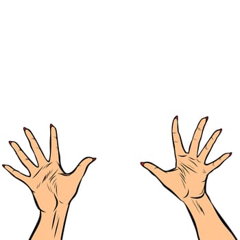 woman hands fingers high five. Pop art retro vector illustration