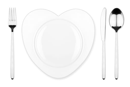 place setting with heart shaped plate