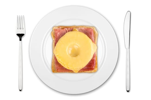 toast hawaii on a plate