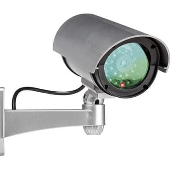 security camera wall mounted on white background