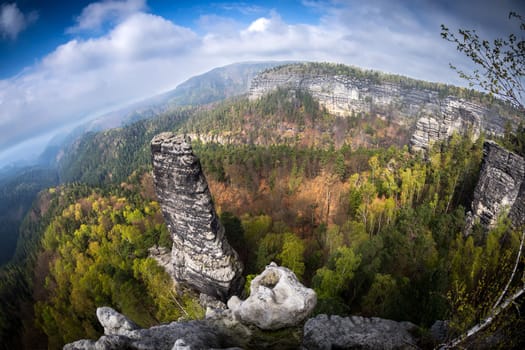 panorama view on the saxon switzerland germany