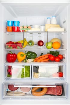 open refrigeratored filled with food