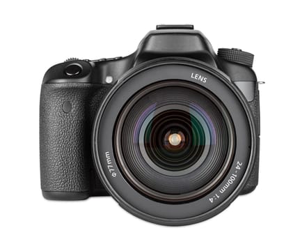 dslr camera with zoom lens mounted