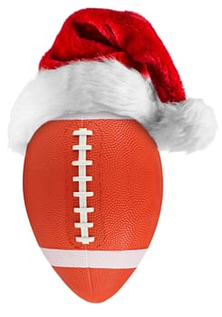 santa hat on football on white background