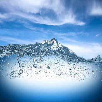 water wave with blue sky