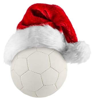 santa hat on handball on white background