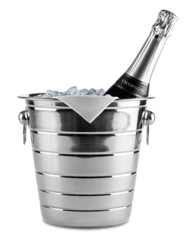 bottle of champagne in cooler