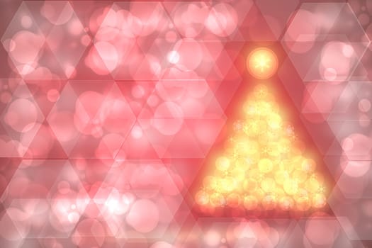 Abstract christmas tree background. Abstract golden christmas tree composition on modern geometrical pink abstract background. Xmas or other holidays. Space. Card concept.