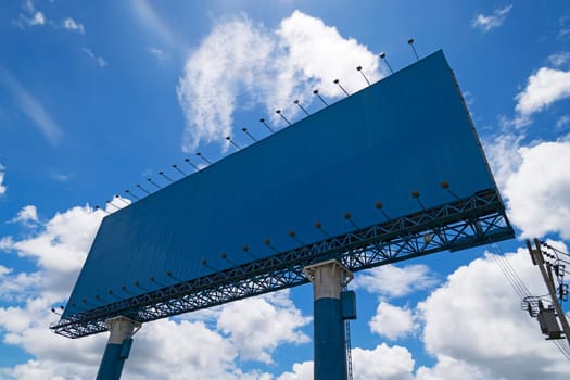Advertisement with copy space at landscape with sky and clouds
