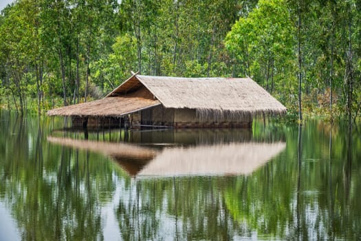 residential building in thailand flooded by extreme rainy weather