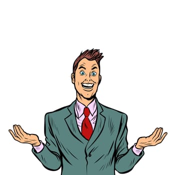 surprised joyful man. Pop art retro vector illustration vintage kitsch