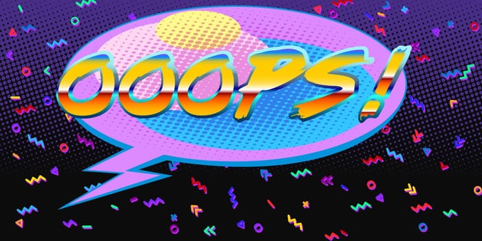 80s background. oops Comic bubble balloon. Pop art retro vector illustration kitsch vintage