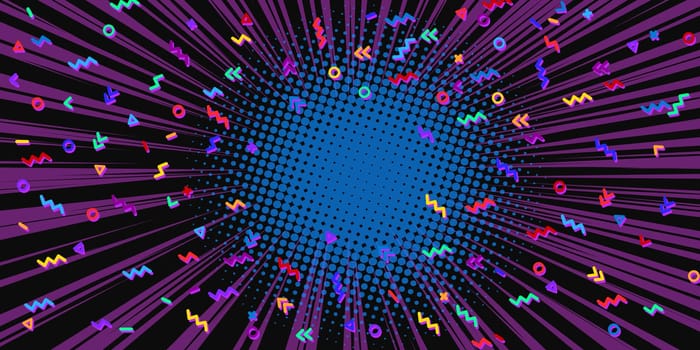 80s background. Blue tunnel center. Pop art retro vector illustration kitsch vintage