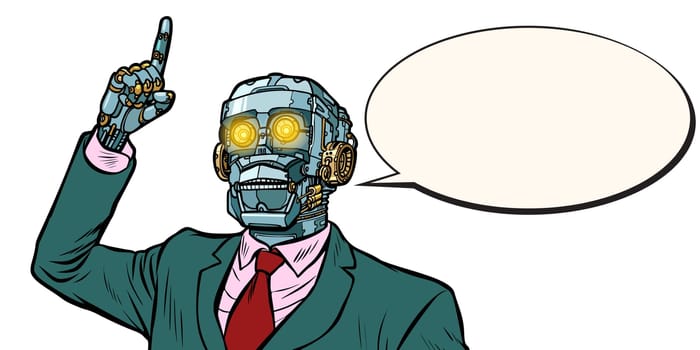 emotional speaker robot, dictatorship of gadgets. isolate on white background. Pop art retro vector illustration