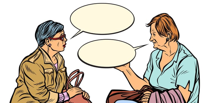 two older ladies talking. Pop art retro vector illustration vintage kitsch
