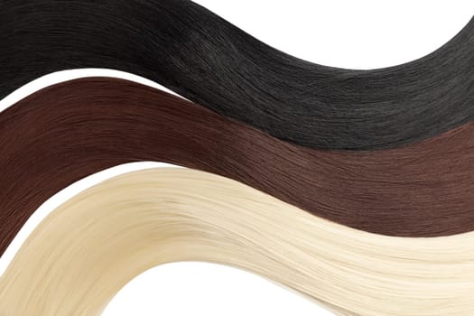 Closeup on luxurious colorful straight glossy hair