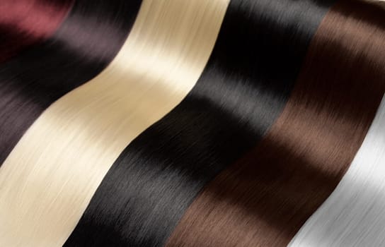 Closeup on luxurious colorful straight glossy hair