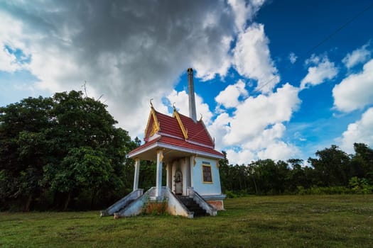 landscape in Thailand with building for cremation