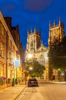 York minster Cathedral Sunset dusk, York, England UK.