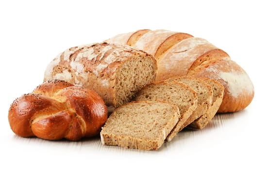 Composition with variety of baking products isolated on white