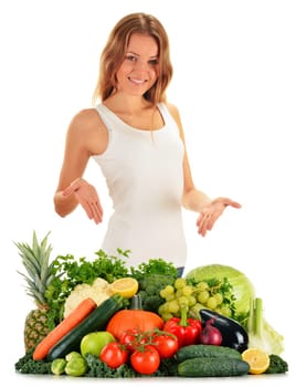 Dieting. Balanced diet based on raw organic vegetables and fruits