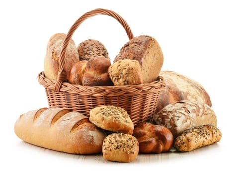 Composition with variety of baking products isolated on white