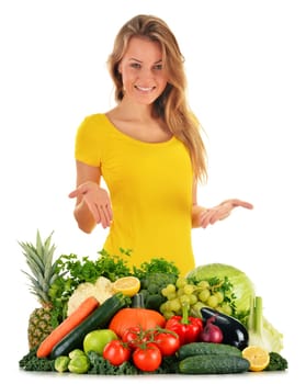 Dieting. Balanced diet based on raw organic vegetables and fruits