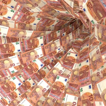 Money swirl of 10 euro notes