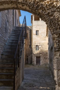 An alley way with stairs in Baux de Provence