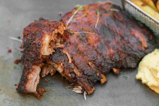 Smoke grilled pork ribs BBQ