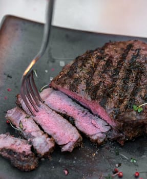 Rosted and grilled Beef Rib Steak, american groumet cuisine.