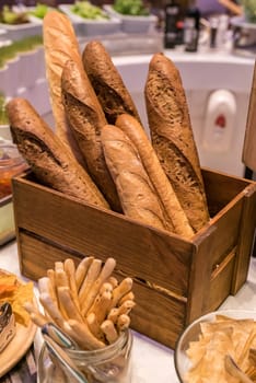 Bread bar station in buffet line