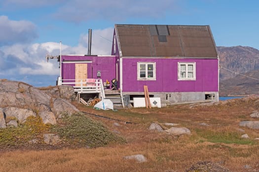 Colorful house in the arctic village of Itilleq, Greenland
