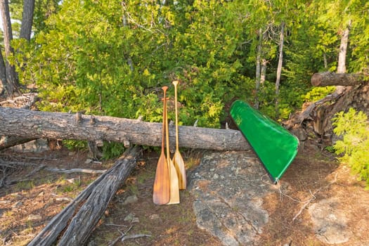 Canoe Dock in the Wilds on Emerald Lake in Quetico Provincial Park in Ontario