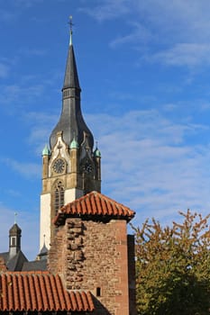 Tower of the Friedenskirche in the Heidelberg district of Handschuhsheim