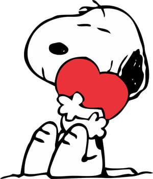 Snoopy hugging love heart illustration friends