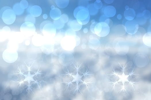 Abstract blurred festive blue background  for winter Christmas with bokeh defocused blue lights.