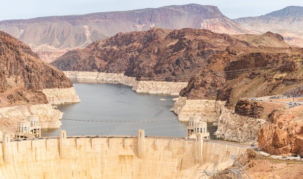 Hoover dam in Arizona and Nevada, USA Panorama