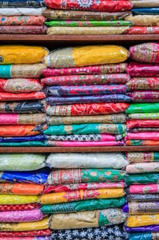 Colorful pashminas at an Indian shop in Dubai's old town